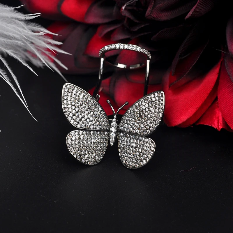 Женские кольца для помолвки Be8 с бабочкой и кубическим цирконием ААА