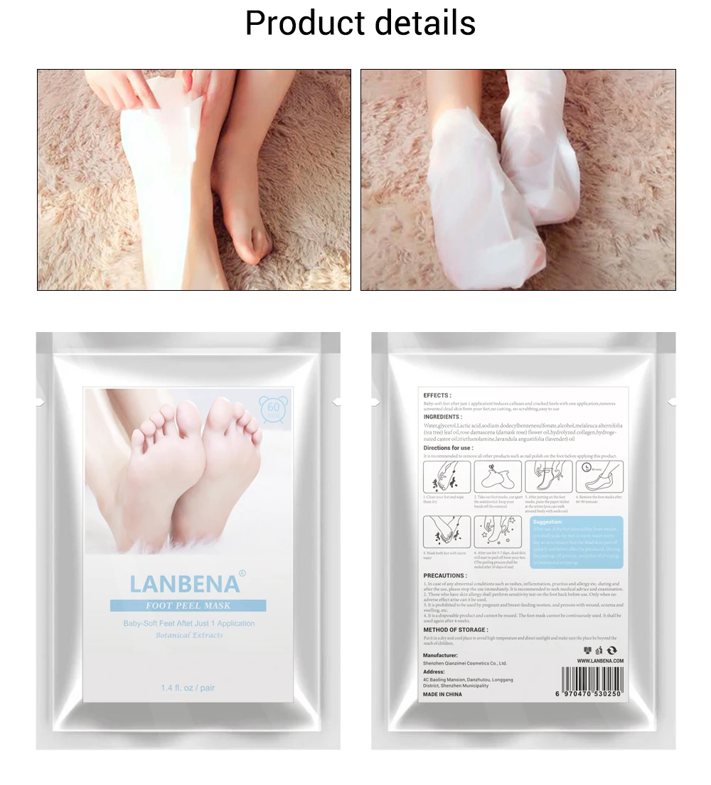 LANBENA отшелушивающая маска для ног нужна только одна пара тщательно удаляет омертвевшую кожу в течение 2-7 дней маска для ног пилинг кутикул пятки
