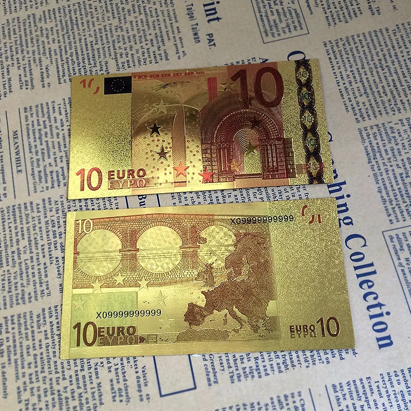 7pcs/lot Colorful gold foil artwork 7 designs Europe currency plated Euro banknote collectibles fake money for gift | Дом и сад