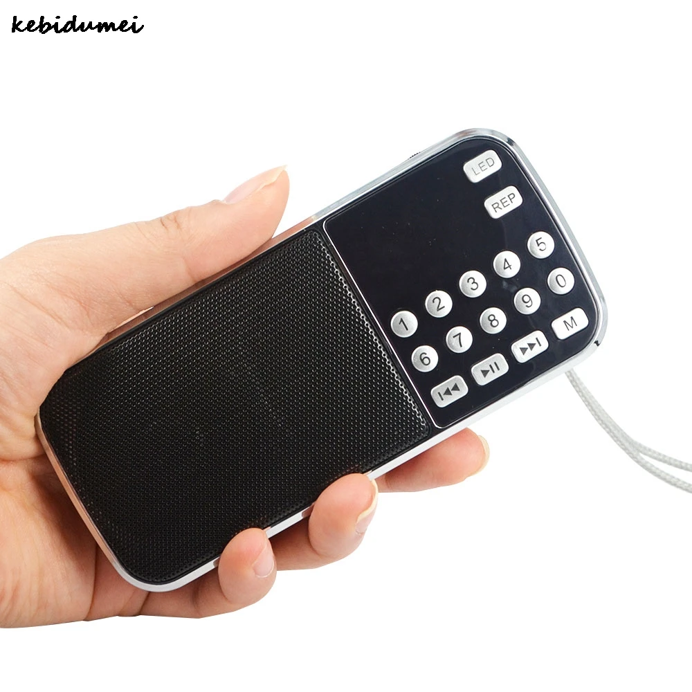 Kebidu FM радио MP3 аудио плеер Hi Fi мини динамик усилитель фонарика светодиодный