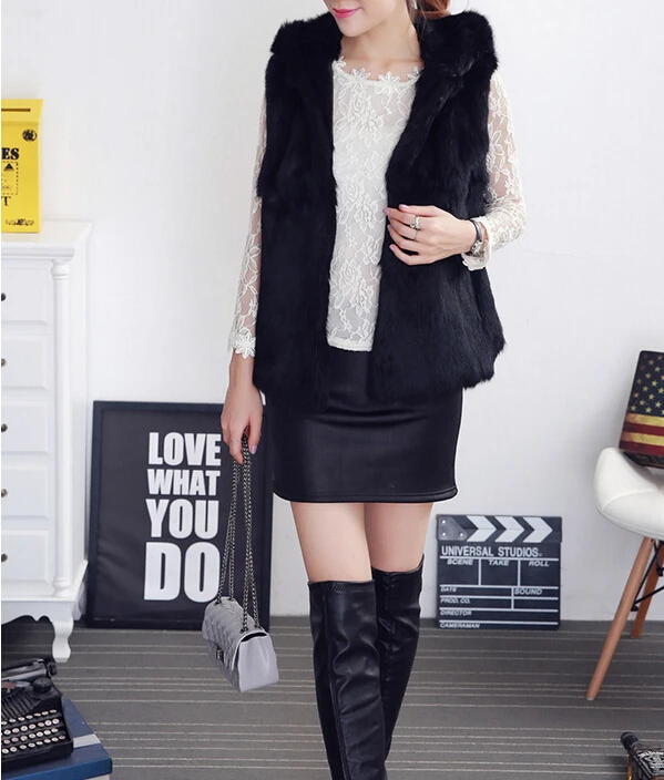 Новое поступление 2019 женский жилет из натурального кроличьего меха цельный Рекс