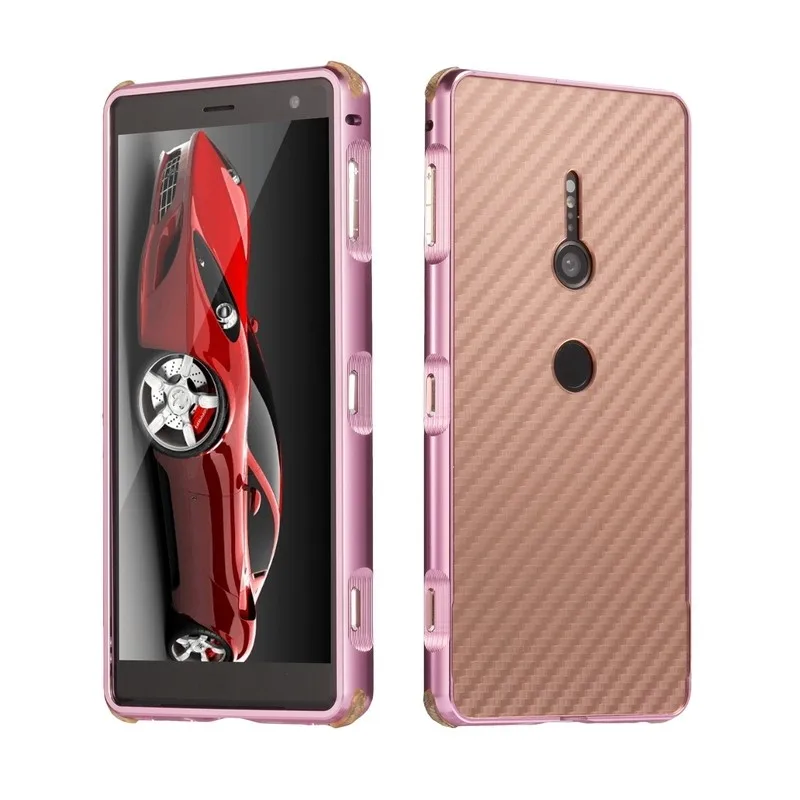 Rose Gold Чехол для SONY XPERIA XZ3 XZ2 XZ1 XZ Премиум компактный металлический алюминиевый бампер чехол из углеродного волокна для SONY XA2 XA1 Ultra Plus - Цвет: Rose Gold