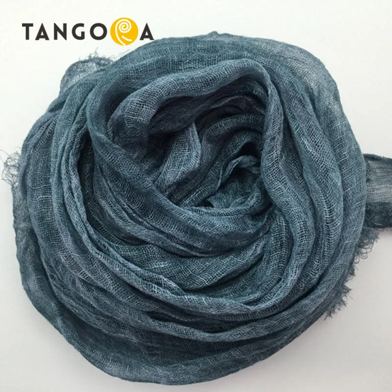 100% льняные Твердые морщинки мужские/женские шарфы женский шарф Пашмина шали