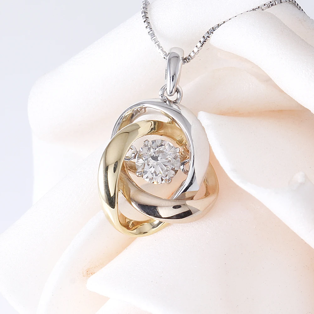DovEggs Романтический 14 K 585 три тона Белый Желтый и розовое золото 0.25ct 4 мм F цвет муассанитовый кулон для женщин подарок