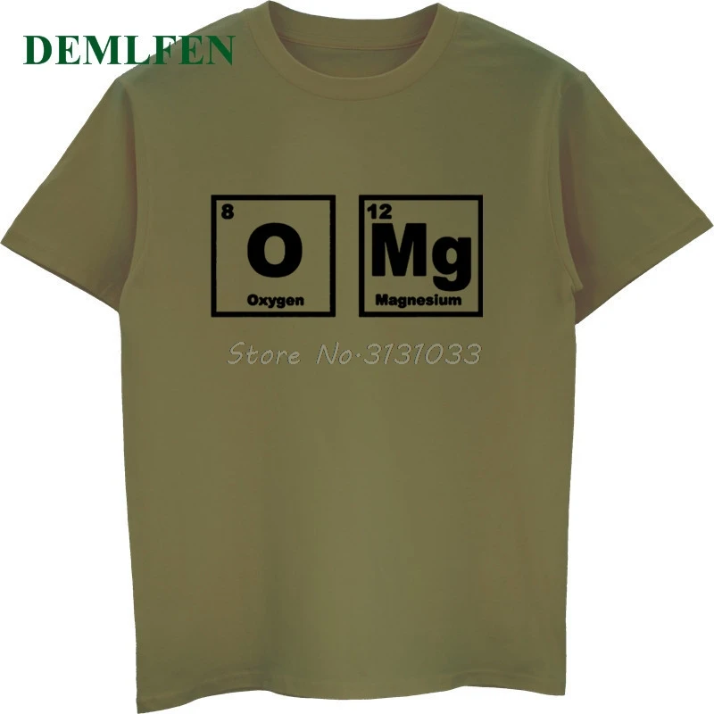 ArmyGreen OMG Ele, Мужская футболка, с ментальным столом, химия, наука, забавная футболка, летняя Мужская хлопковая футболка с коротким рукавом, повседневные футболки - Цвет: ArmyGreen