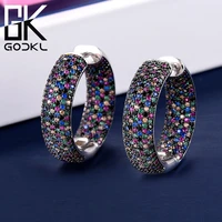 godki luxury round circle cubic zirconia statement hoop earrings for women wedding dubai earrings jewelry accessories 2018