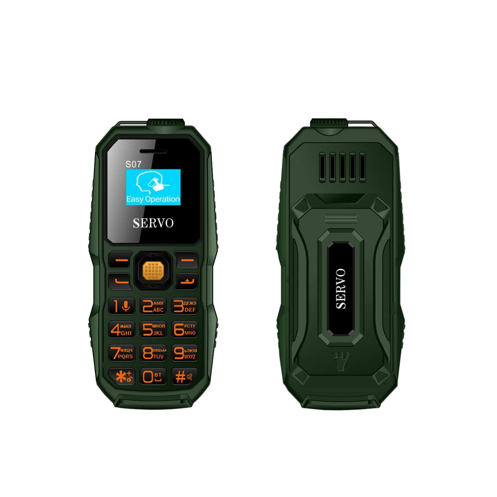 Russian button Green SERVO S07 Bluetooth Dialer Мини Мобильный телефон 0,6" крошечный экран GSM с низким излучением две sim-карты Bluetooth наушники самый маленький мобильный телефон - Цвет: Russian button Green