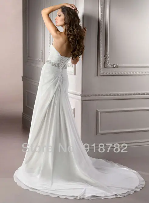 Free Shipping Cheap Sweetheart Beaded Ruffles Ruched A Line Chiffon Wedding gowns New 2013 Weddings | Свадьбы и торжества