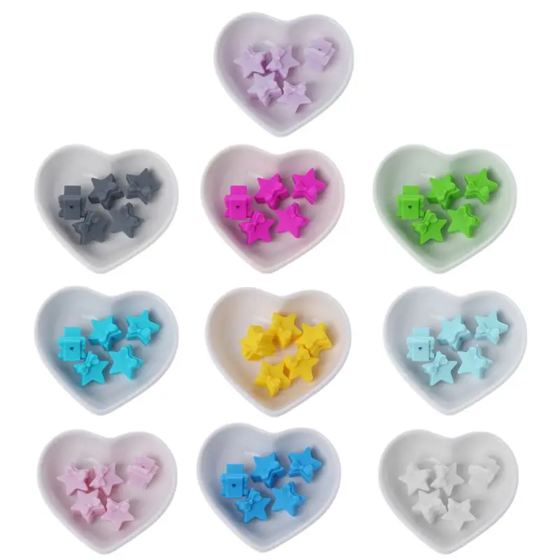 

5Pcs Colorful Silicone Star BPA Free Silicone Teether DIY Crafts Baby Accessories Silicone Beads Baby Teethers Toy #415