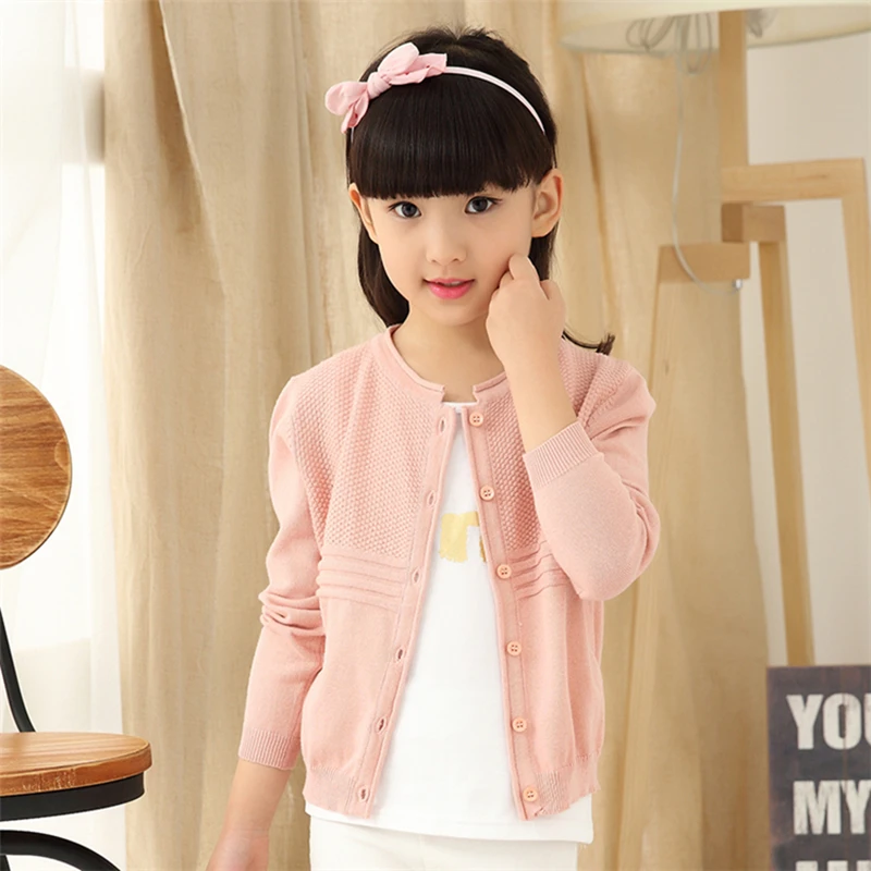 5 Цвета Одежда для детей маленьких девочек Вязаный кардиган Свитер малышей Сезон