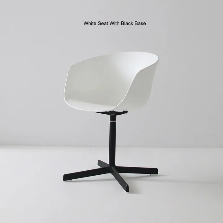 White ST Black Base Современный классический дизайн модный Ins скандинавский Лофт металлический алюминиевый основание мягкий цвет поворотный офисный кабинет компьютер обеденный подлокотник стул 1 шт - Цвет: White ST Black Base