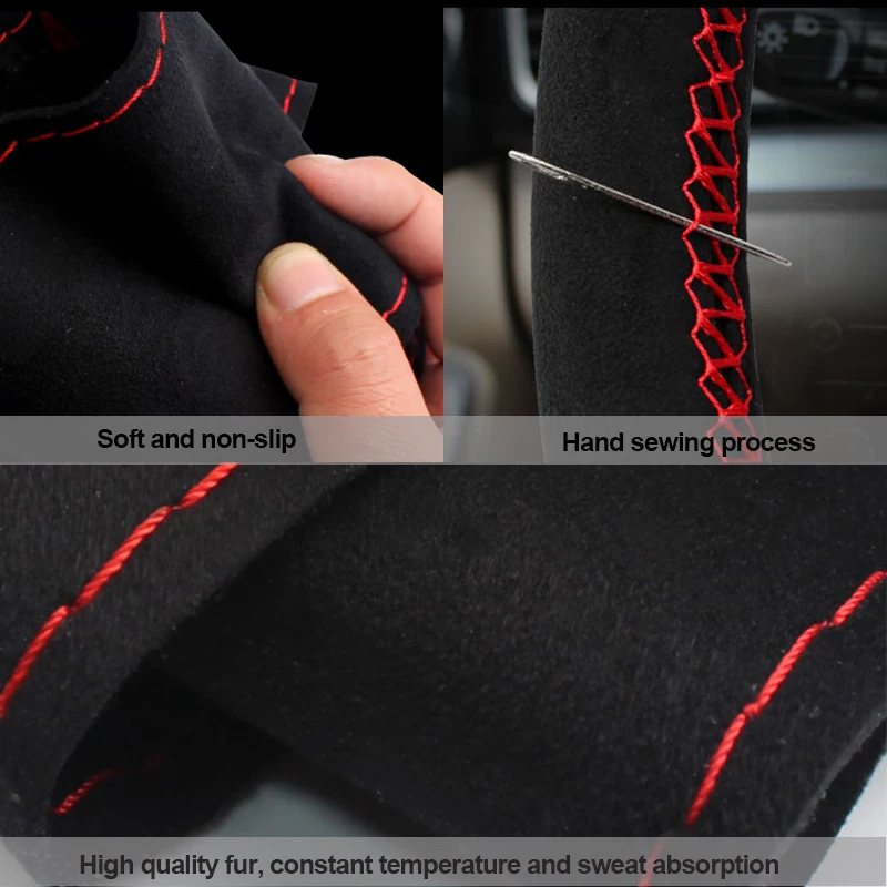 Кожаная оплетка на руль рулевого колеса 38 см чехол автомобиля ручного шитья с