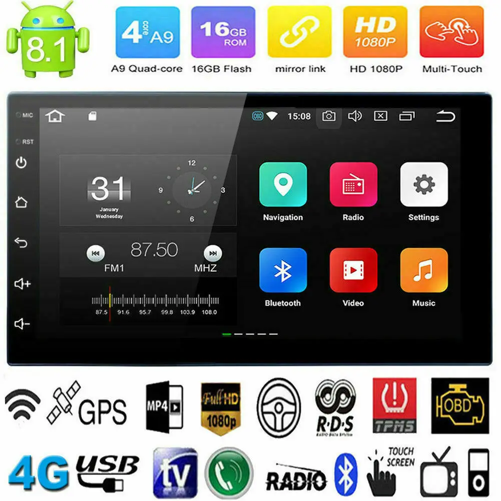7 ''радио GPS 2 DIN в автомобиль плеер Android 8 Универсальный радио Навигация Аудио