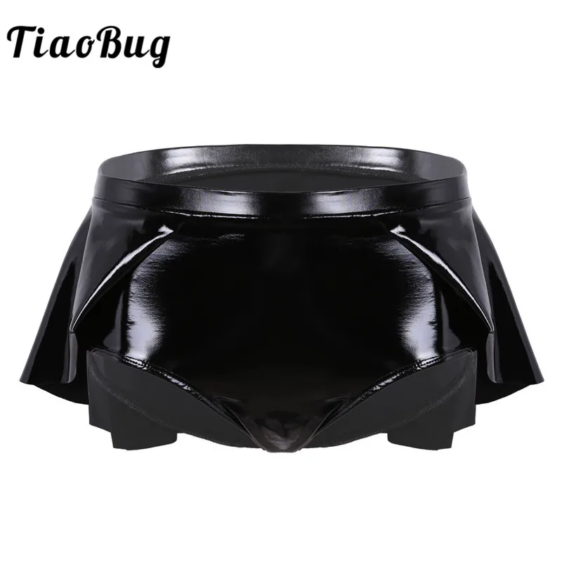Женские черные Пикантные мини шорты TiaoBug из лакированной кожи с высокой талией