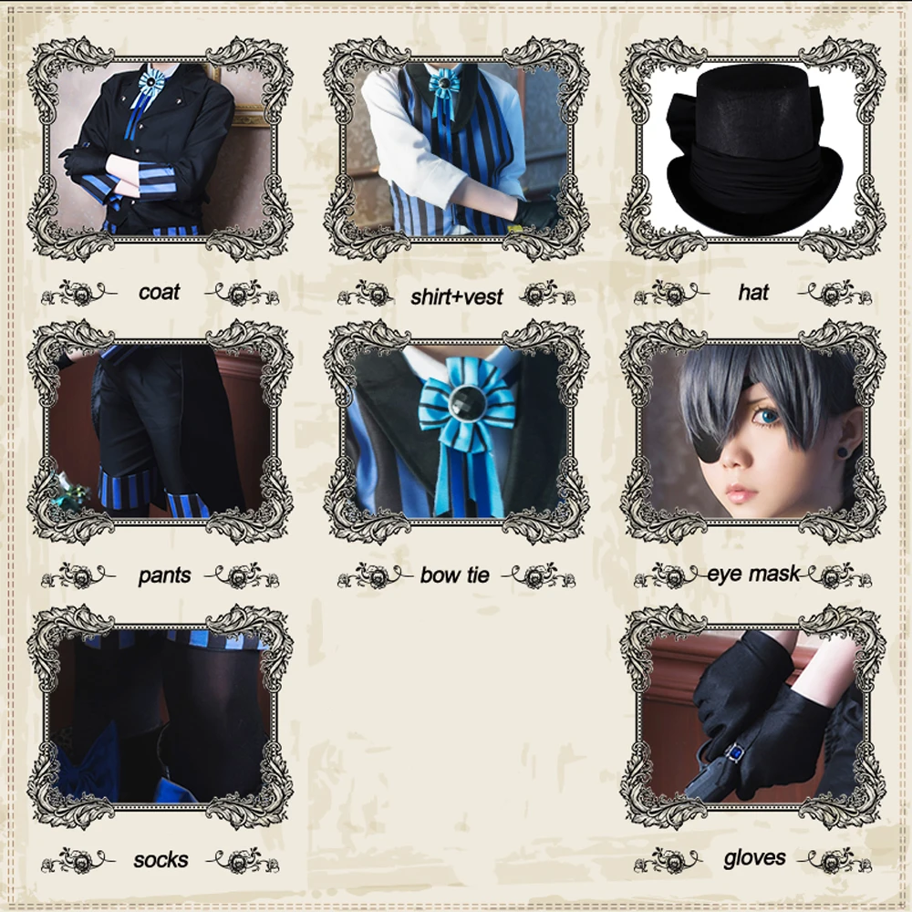 VEVEFHUANG Ciel Phantomhive Cos Япония Одежда карнавальный костюм Косплэй Хэллоуин мужские и женские сапоги для косплея Темный Дворецкий Косплей Kuroshitsuji Cos