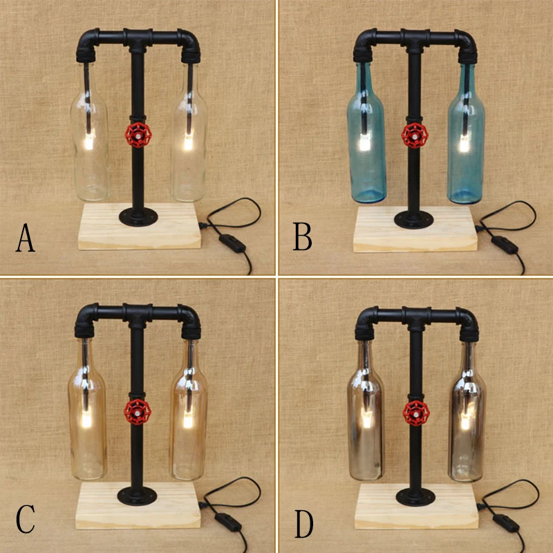Современное цветное стекло абажур бутылка Настольный светильник включает G4