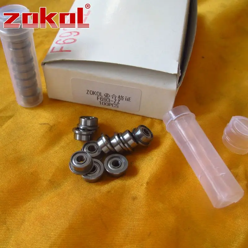Подшипник ZOKOL F693 ZZ фланцевый подшипник F693ZZ с глубоким желобом шариковый 3*8 (9 5) * 4