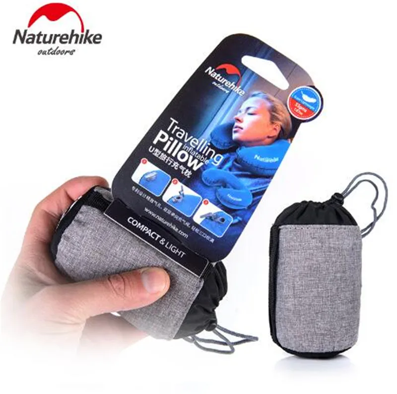 Ультралегкая надувная дорожная подушка NatureHike Пляжная Шейная для отдыха на