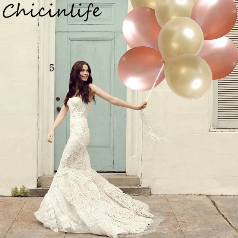 Chicinlife 10 шт 12 дюймов цвета шампанского/розового золота латексные воздушные шары