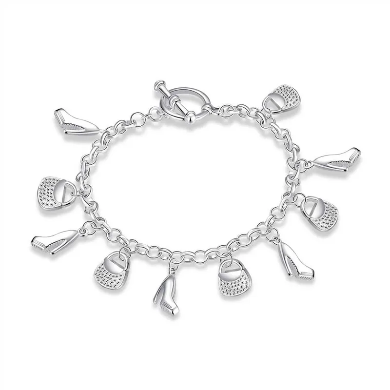 Charm Bracelet Trendy Shoes Bag Lock Design for Women Tension Setting Wedding Mother's Day Gift Pulceras Para Mujer | Украшения и