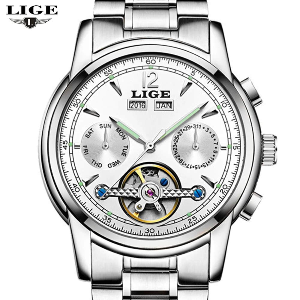Relojes LIGE мужчина водонепроницаемый спорт часы мужские люксовый бренд отдых tourbillon