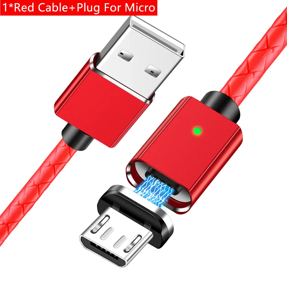 Магнитный usb-кабель Олаф для iphone XS Max 3A, быстрая зарядка, 1 м, 2 м, кабель Micro USB type-C для samsung, Xiaomi, магнитное зарядное устройство - Цвет: Red For Micro