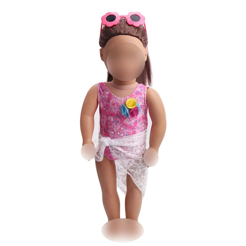 

18 inch Girls doll clothes Printed jumpsuit swimsuit bikini American new born dress Baby toys fit 43 cm baby dolls c174