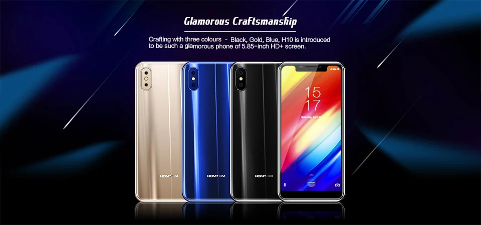 Оригинальный HOMTOM H10 5 85 дюймов Android 8 1 смартфон 4 ГБ ОЗУ 64 Гб ПЗУ Face ID MTK6750T