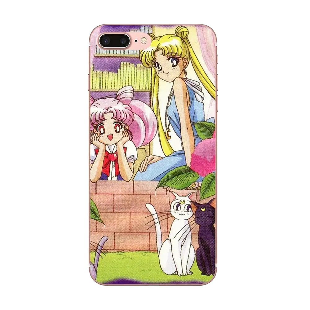 as picture Для Apple IPhone X XS Max XR 4 4s 5 5C 5S SE 6 6 S 7 8 Plus TPU Art онлайн чехол для Сэйлор Мун Луна и Артемис кошки - Цвет: as picture