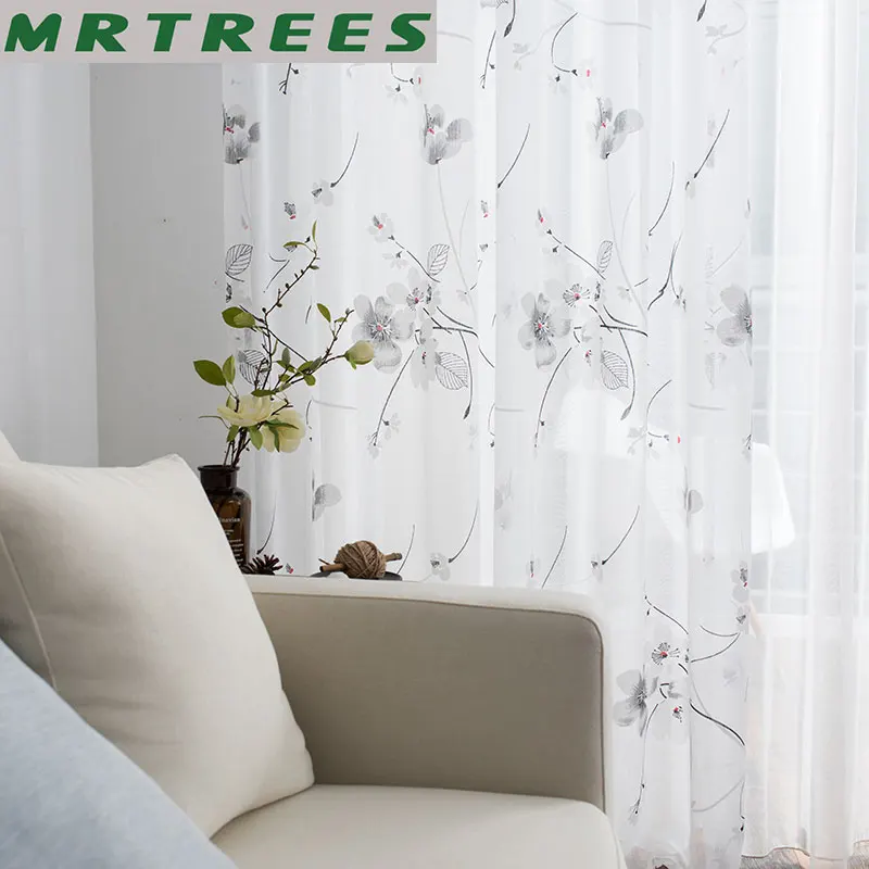 MRTREES Цветочные тюль для гостинной тюль для спальни гардины для Гостиная Спальня шторы для Кухня печатных тюль для окна шторы двери