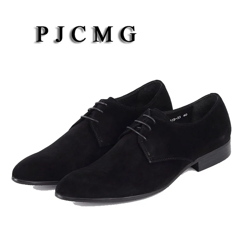 PJCMG Summer Fashion Mens Suede Black/Brown/Blue Casual Man Nubuck Leather Slip-On Leisure Men Flats Chaussure Homme Shoes | Обувь