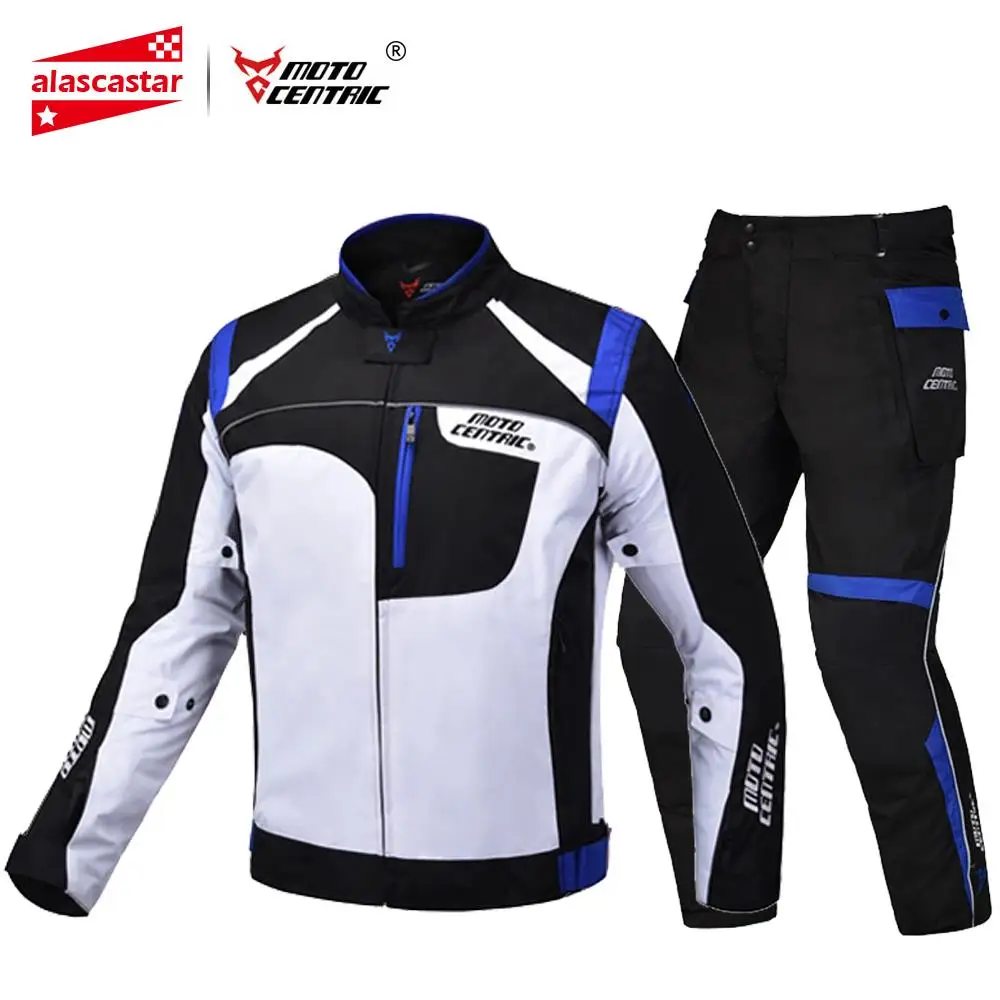 Blue Set Мотоциклетная Водонепроницаемая мотоциклетная куртка+ штаны Chaqueta Moto Riding Защитное снаряжение для мотокросса Jaqueta Moto куртка четыре сезона - Цвет: Blue Set