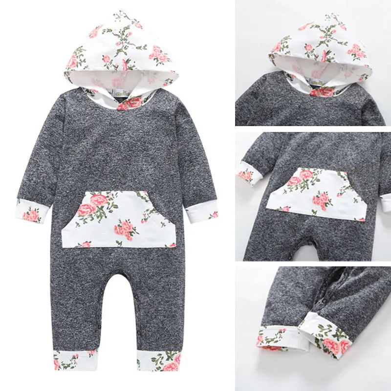

Autumn New Infant Newborn Baby Boy Girl Rompers Long Sleeve Hoodies Flower Rompers Jumpsuit Playsuit Baby Clothing