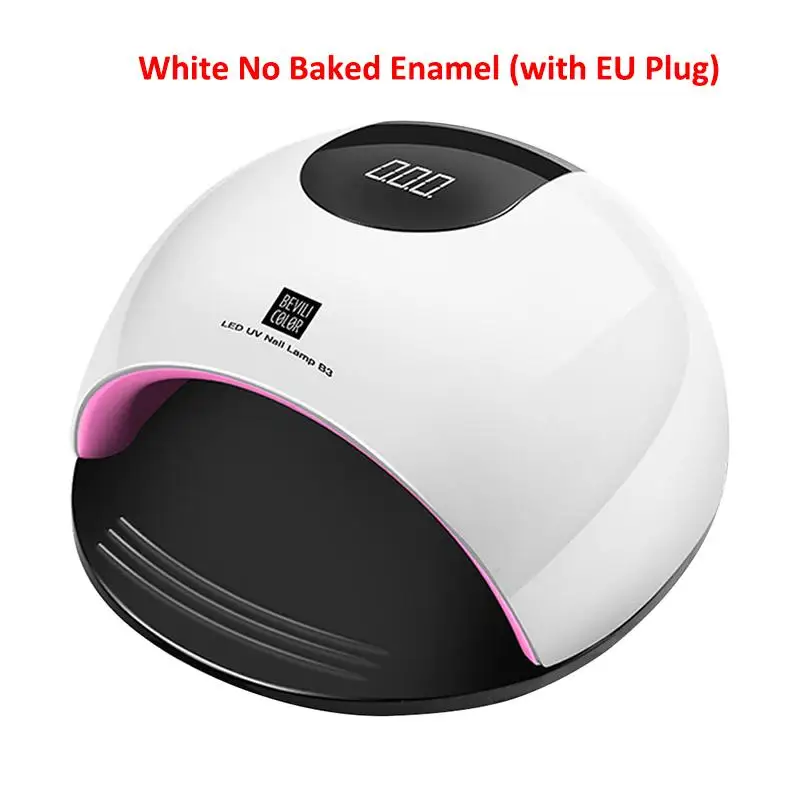 with EU Plug White 80 Вт Светодиодная УФ-лампа для ногтей Сушилка для ногтей и ногтей Гель-лак для ногтей профессиональная Сушилка для ногтей с датчиком и 4 настройками таймера - Цвет: with EU Plug White