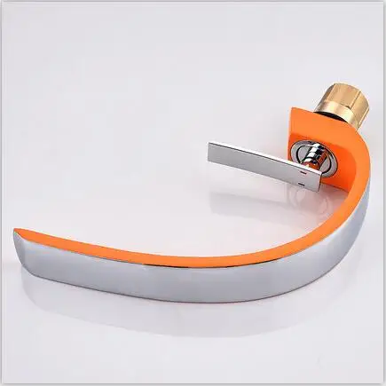 Orange with Chrome Смеситель для раковины, современный смеситель для ванной комнаты, кран для умывальника из розового золота с одной ручкой и одним отверстием, горячий и холодный водопад, FaucetXT-419 - Цвет: Orange with Chrome