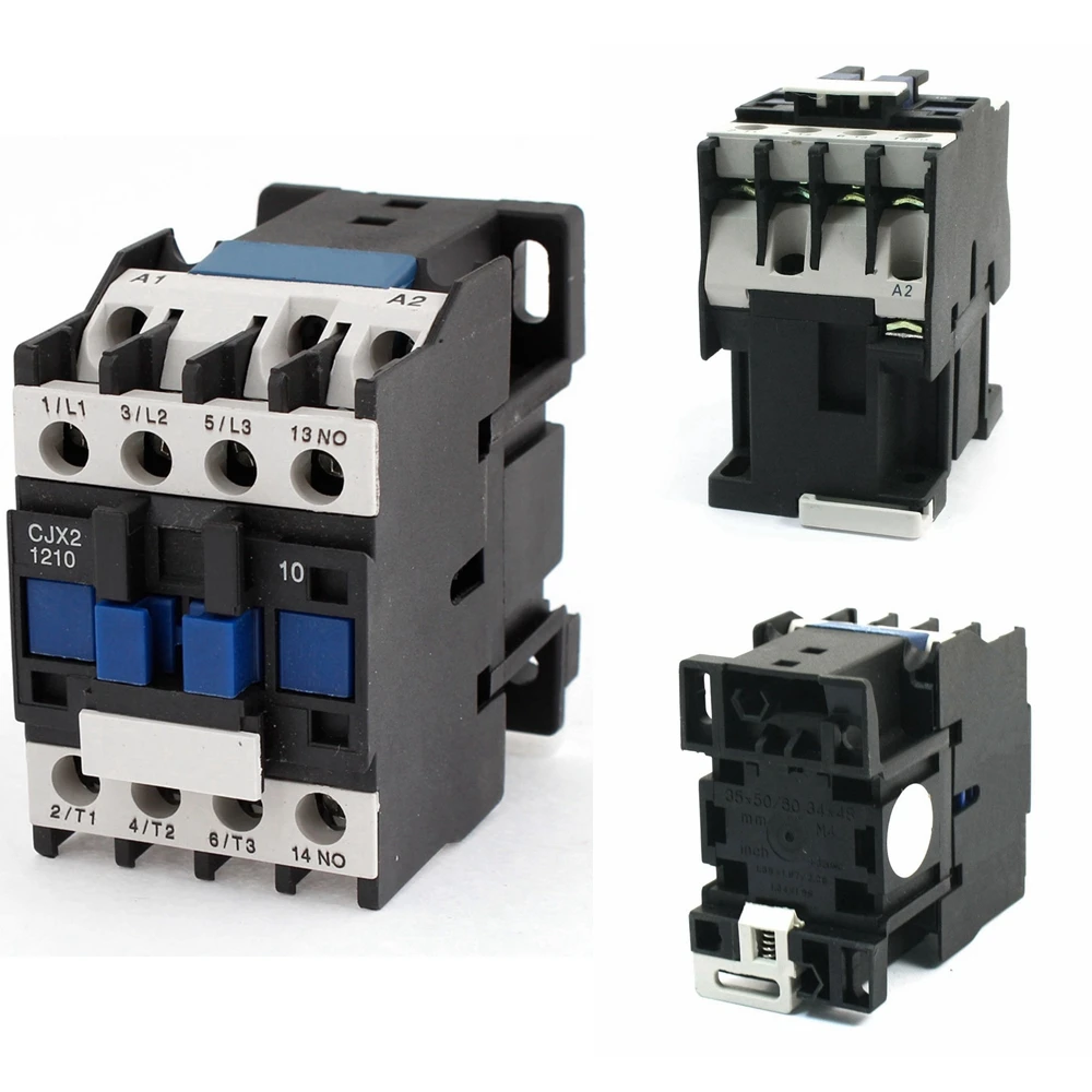 3-фазный двигатель магнитный контактор реле 12A 3 P 3-полюсный 1NO AC 24 V 110 V 220 вольт 380 V Катушка CJX2-1210 35 мм Din рейка монтаж