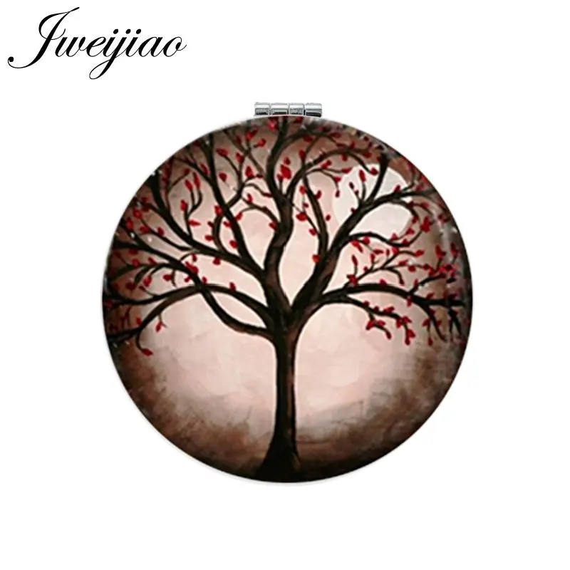 D934 JWEIJIAO Gree Life Tree золотой лист круглое зеркало для макияжа Мини складное компактное карманное зеркало портативное 1X/2X увеличительное - Цвет: D934