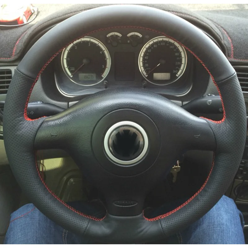 Черный чехол на руль из искусственной кожи CARDAK для Volkswagen Golf 4 1998-2004 Passat B5 1996-2005 Polo Seat Leon