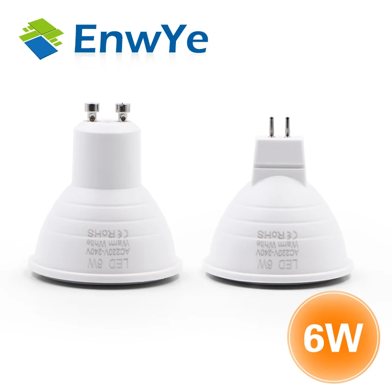 EnwYe Светодиодный светильник GU10 MR16 Светодиодный 3 Вт 6 Вт 220 В лампада светодиодный конденсаторный светильник рассеивающий прожектор энергосберегающее домашнее освещение