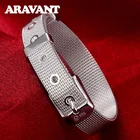 Серебро 925 ювелирные изделия модный сетчатый ремень браслет и браслет для женщин и мужчин высокое качество браслеты серебряные ювелирные изделия