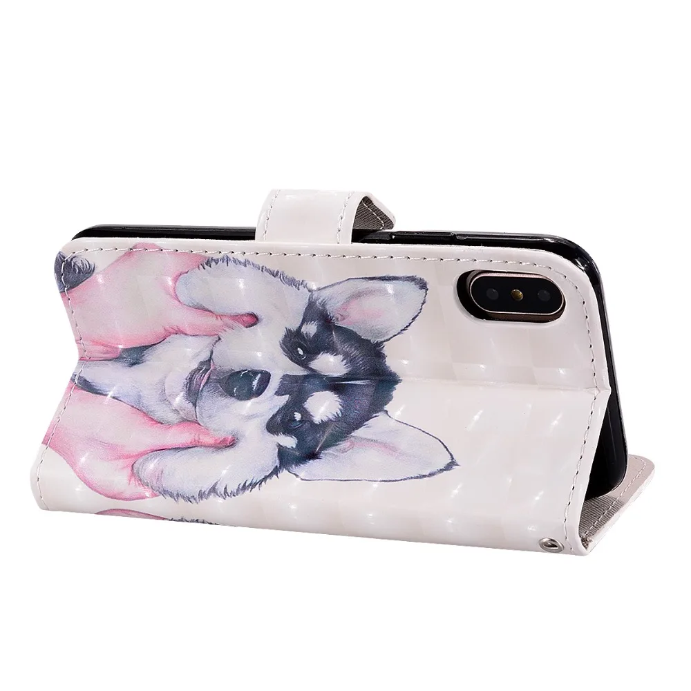 Luxury 3D Leather For Apple iphone X cases Flip Cover Cute Flower Animal Case iphoneX Phone bag Wallet Capa Coque | Мобильные