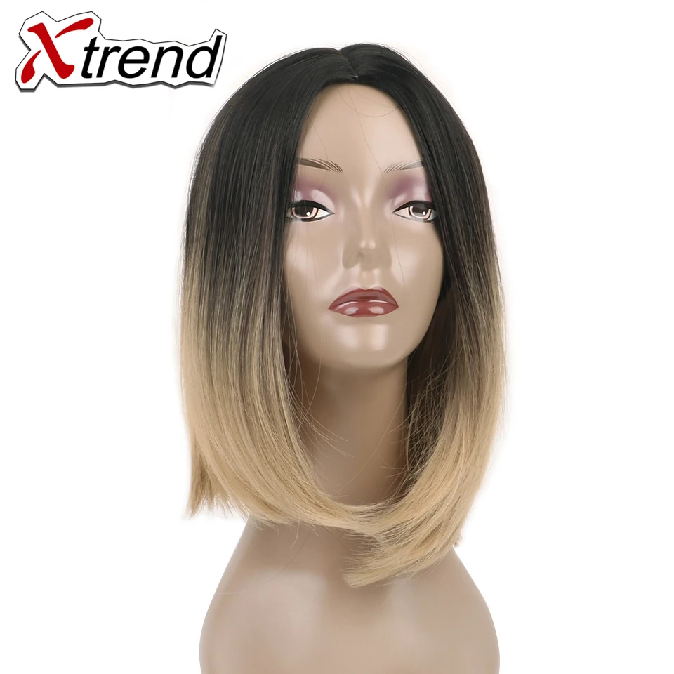Xtrend синтетический 10 дюймов короткий прямой Боб Искусственные парики ombre