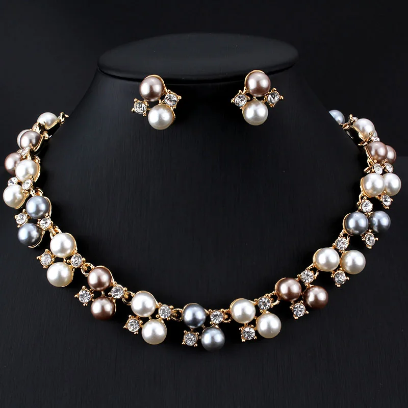 Набор украшений jiayijiaduo ожерелье и серьги для женщин золотого цвета имитация