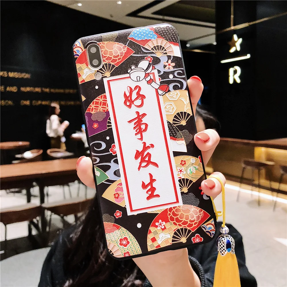Wrist Strap Case For Xiaomi Redmi Note 5 5A 4X 6 7 K20Pro Chinese Tassel Silicone Phone Cases for 6x 5x Mi 8 9 Cover Capa |