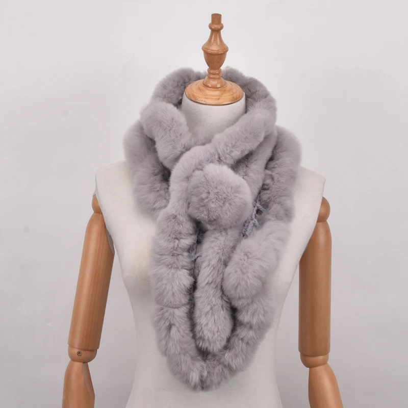 Шарф из натурального меха кролика рекс 80 см шарф кроличьего теплый черного и