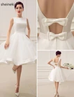 Женское мини-платье подружки невесты, белое ТРАПЕЦИЕВИДНОЕ кружевное платье до колен, с V-образным вырезом, для свадебной вечеринки, 2019