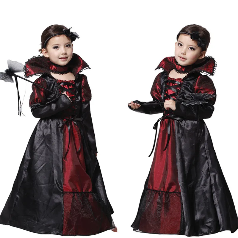 Платье Королевы вампира для девочек Детский карнавальный костюм на Хэллоуин