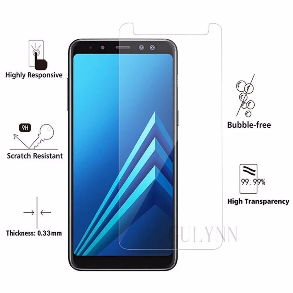 Закаленное стекло для Samsung Galaxy A3 A5 A6 A7 A8 Plus Взрывозащищенная Защита экрана J3 J4 J5 J6