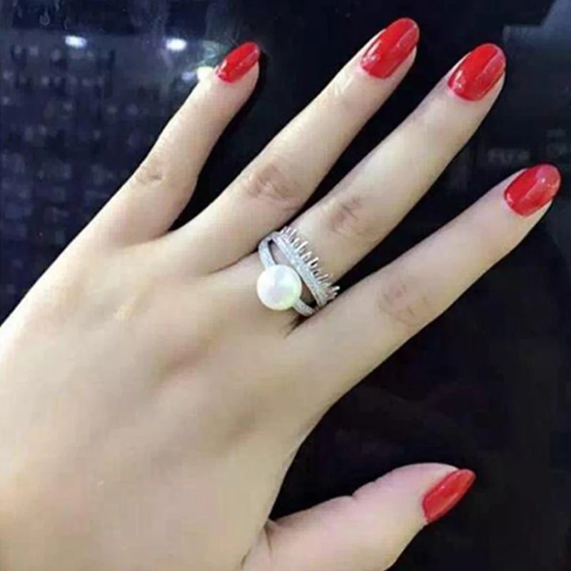 

YIKALAISI 925 sterling silver jewelry for women pearl jewelry ring 8-9mm 100% natural pearl ring best gifts