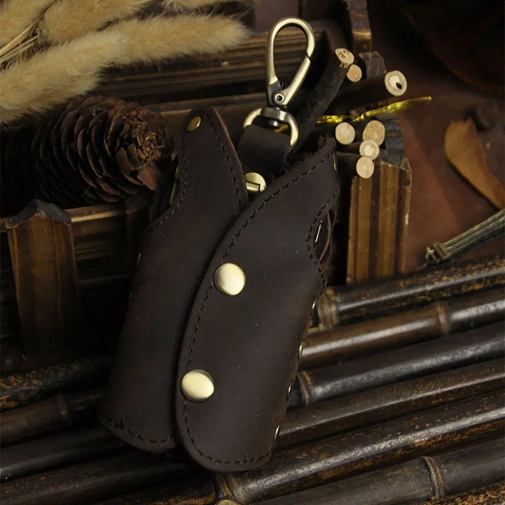 Новое поступление мужской чехол для ключей из натуральной кожи Crazy Horse держатель